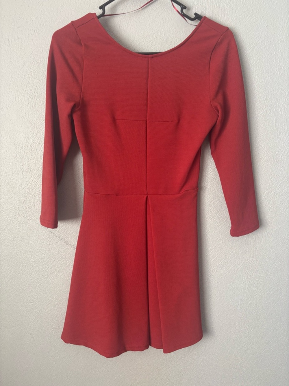 Pull & Bear Burnt Orange Fit and Flare Dress Textured Cutout Back Medium